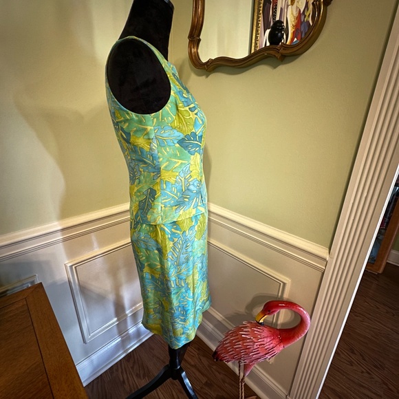 VINTAGE KASPER A.S.L. Petite SILK 2 PC SKIRT AND TOP SET TROPICAL DESIGN SIZE 2 - Picture 11 of 14